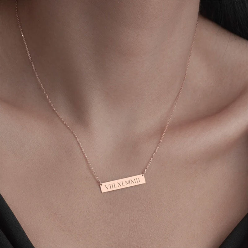 Personalized Plate Necklace In Rose Gold