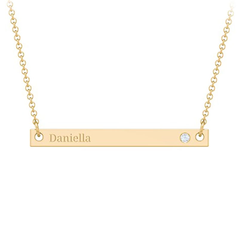 Bar Necklace with Birthstone in Gold