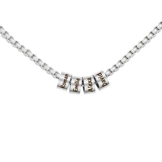 Multi Name Personalized Bead Necklace In Silver