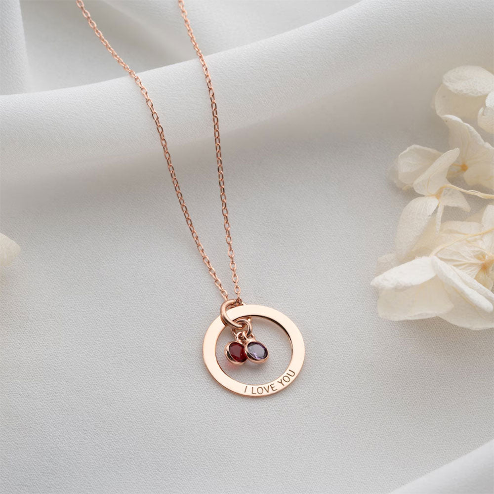 Personalized Eternal Ring and Birthstone Necklace