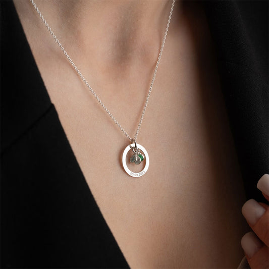 Personalized Eternal Ring and Birthstone Necklace In Silver