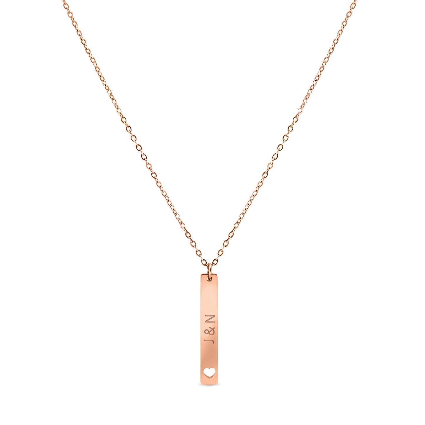 Personalized Bar Necklace with Heart Cutout In Silver