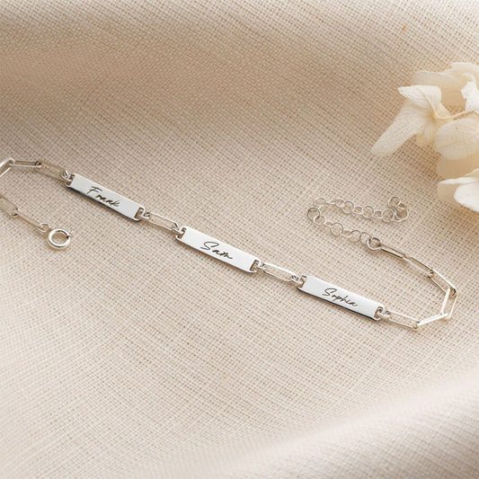 Paperclip 3 Bar Bracelet In Silver