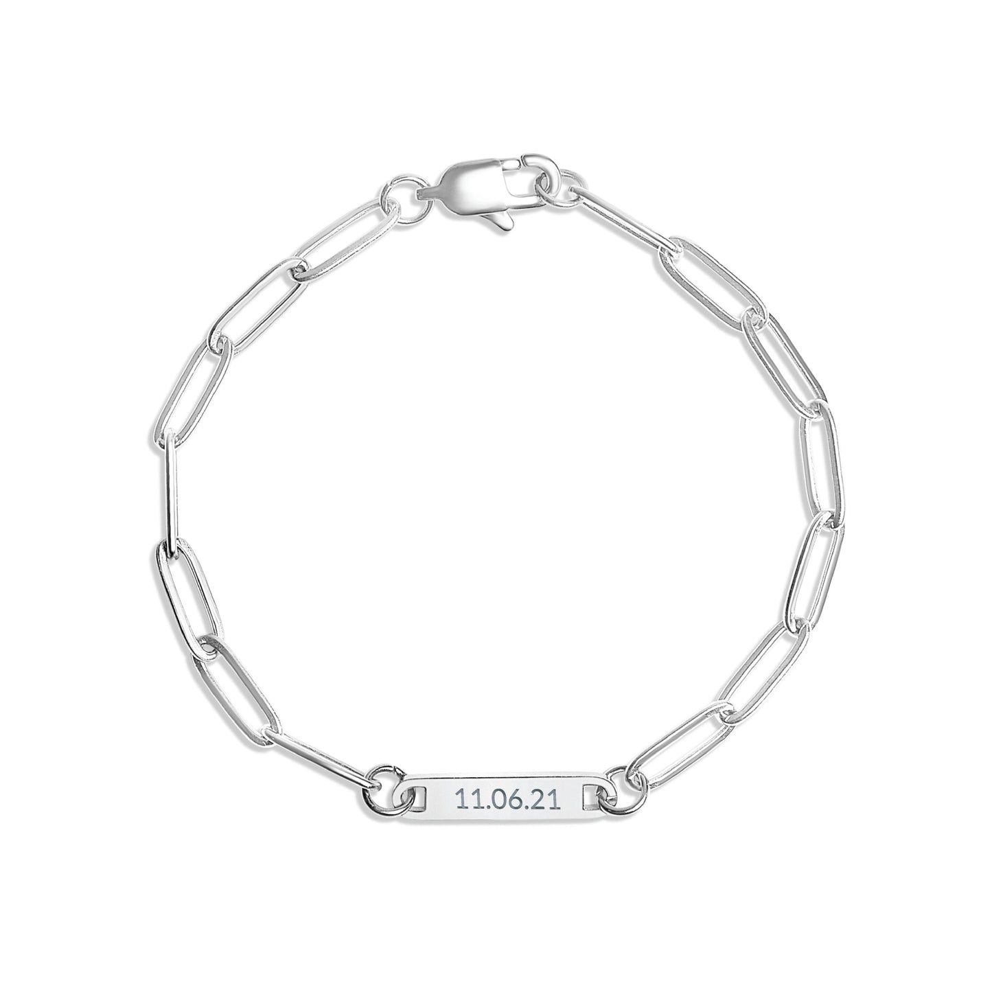 Paperclip Bar Bracelet in Silver