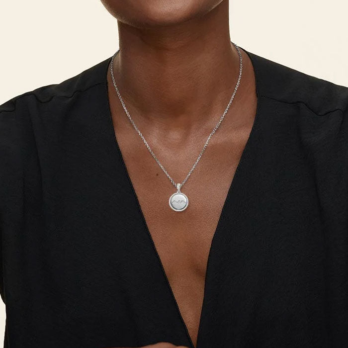 Personalized Circle Necklace with CZ Stones In Gold