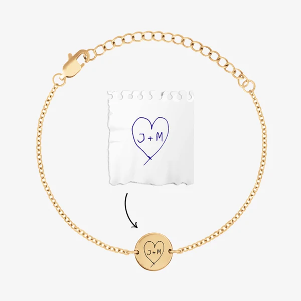 Handwriting Coin Disc Bracelet