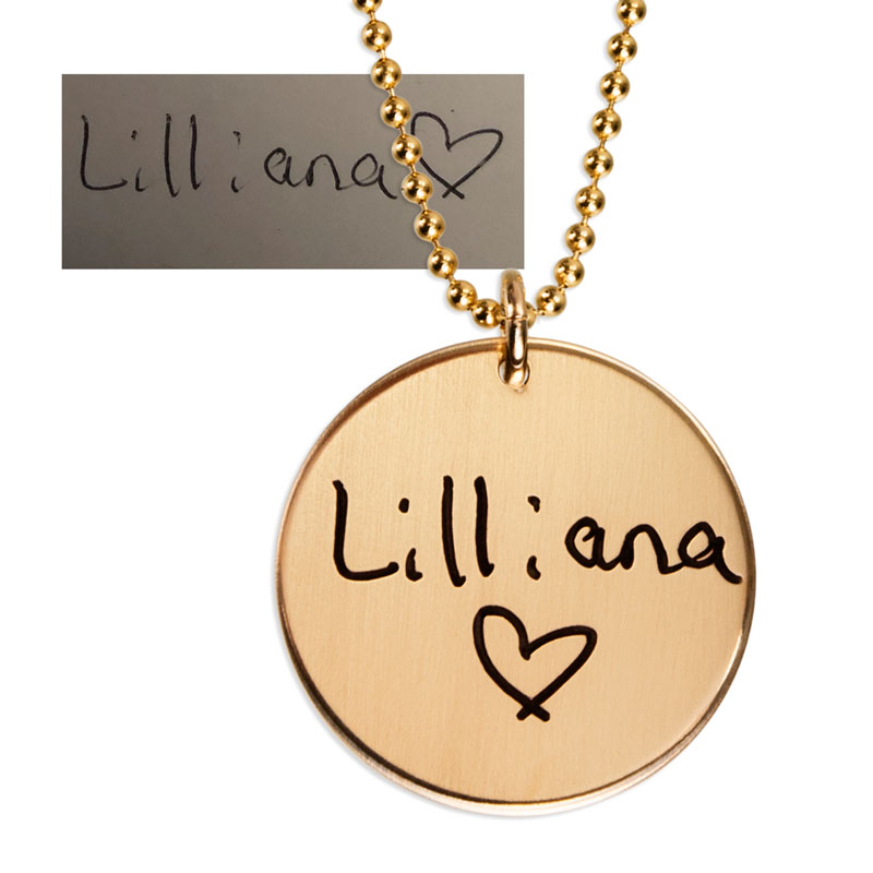Handwriting Coin Disc Necklace