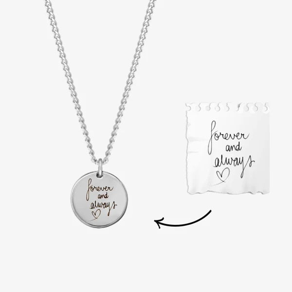 Handwriting Coin Disc Necklace