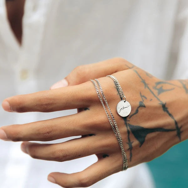 Handwriting Coin Disc Necklace