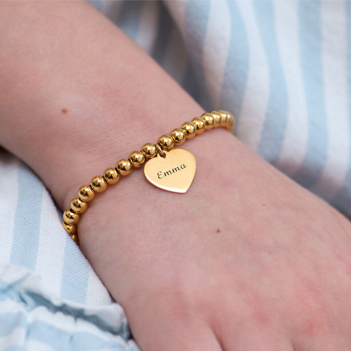 Beaded Bracelet with Heart Pendant