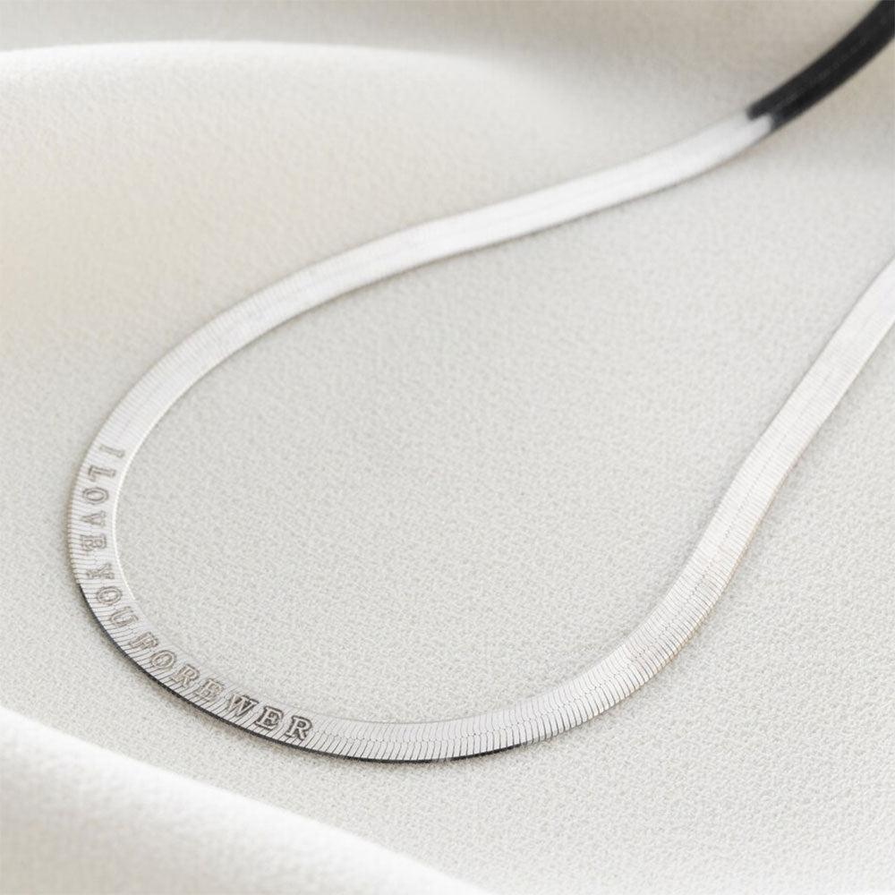 Personalized Herringbone Chain Necklace In Silver