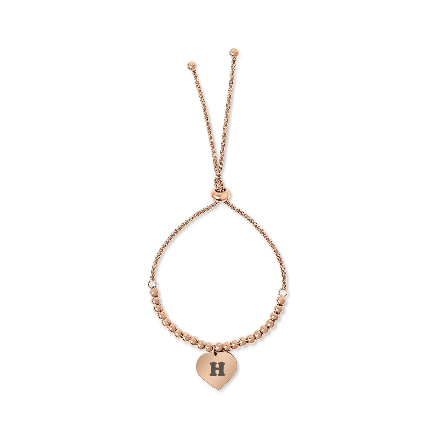 Initial Heart Beaded Bracelet