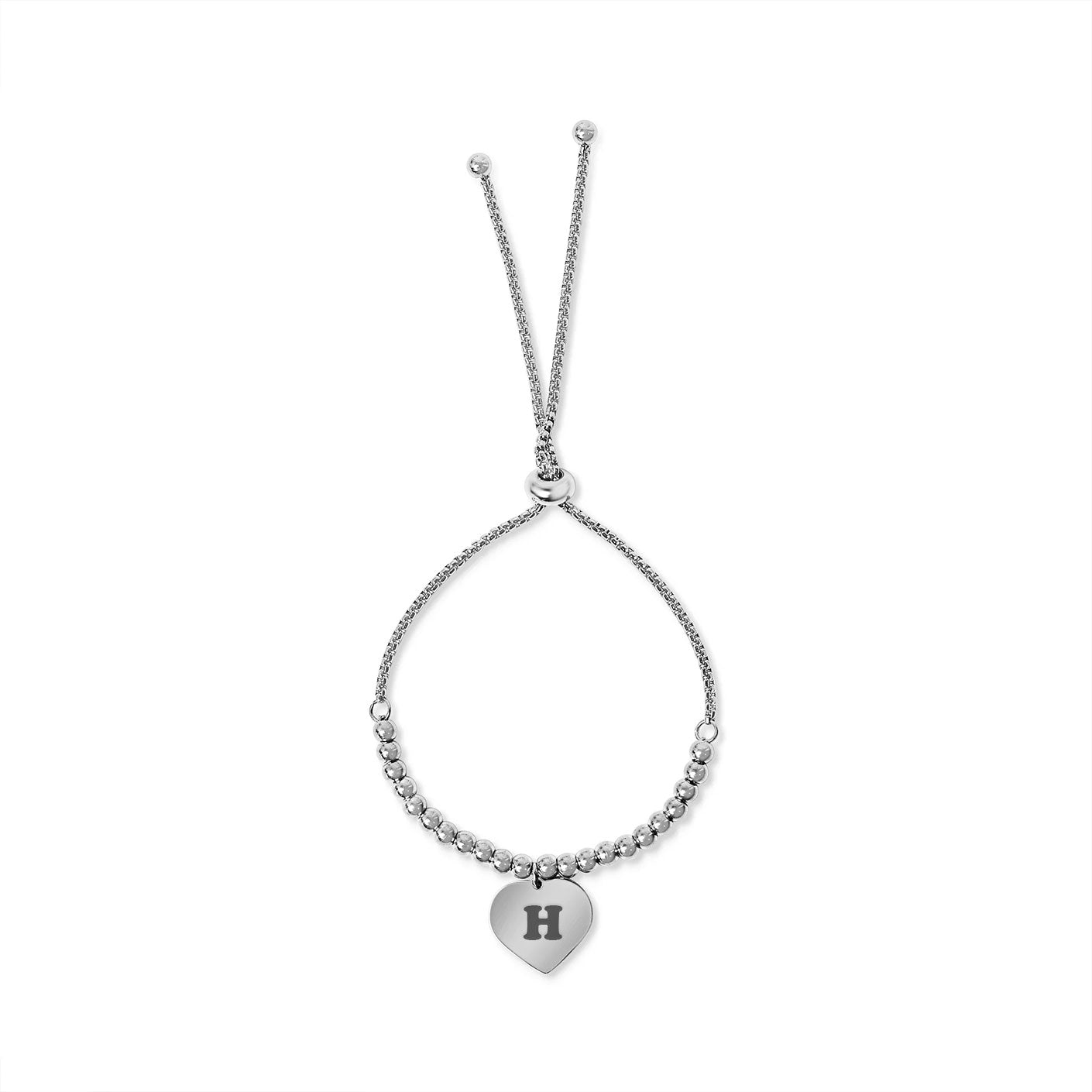 Initial Heart Beaded Bracelet