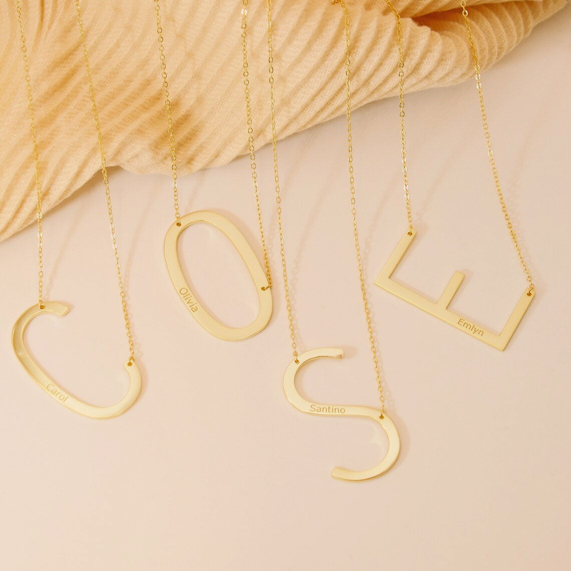 Engravable Large Statement Initial Necklace