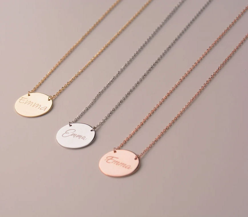 Minimal Personalized Small Disc Necklace