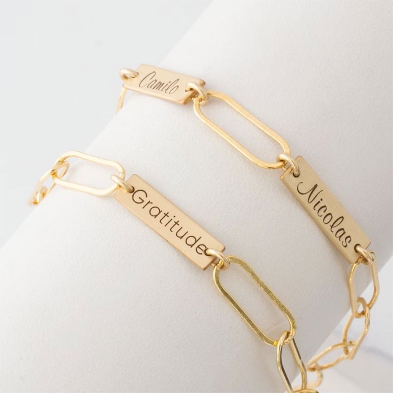Personalized Paperclip 2 Bar Bracelet