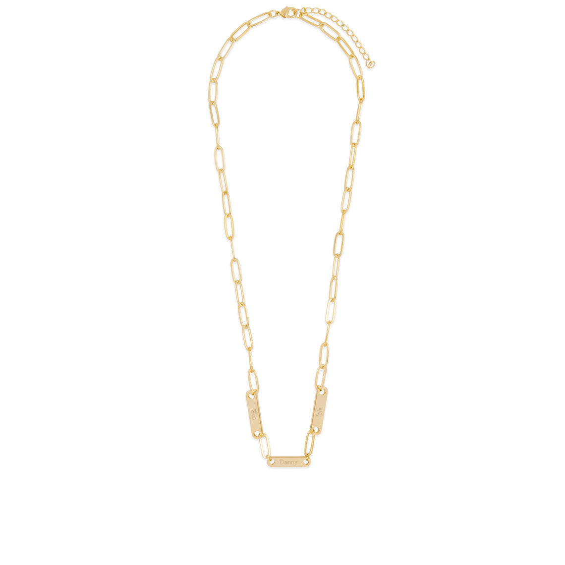 Paperclip Chain Personalized 3 Name Bar Necklace