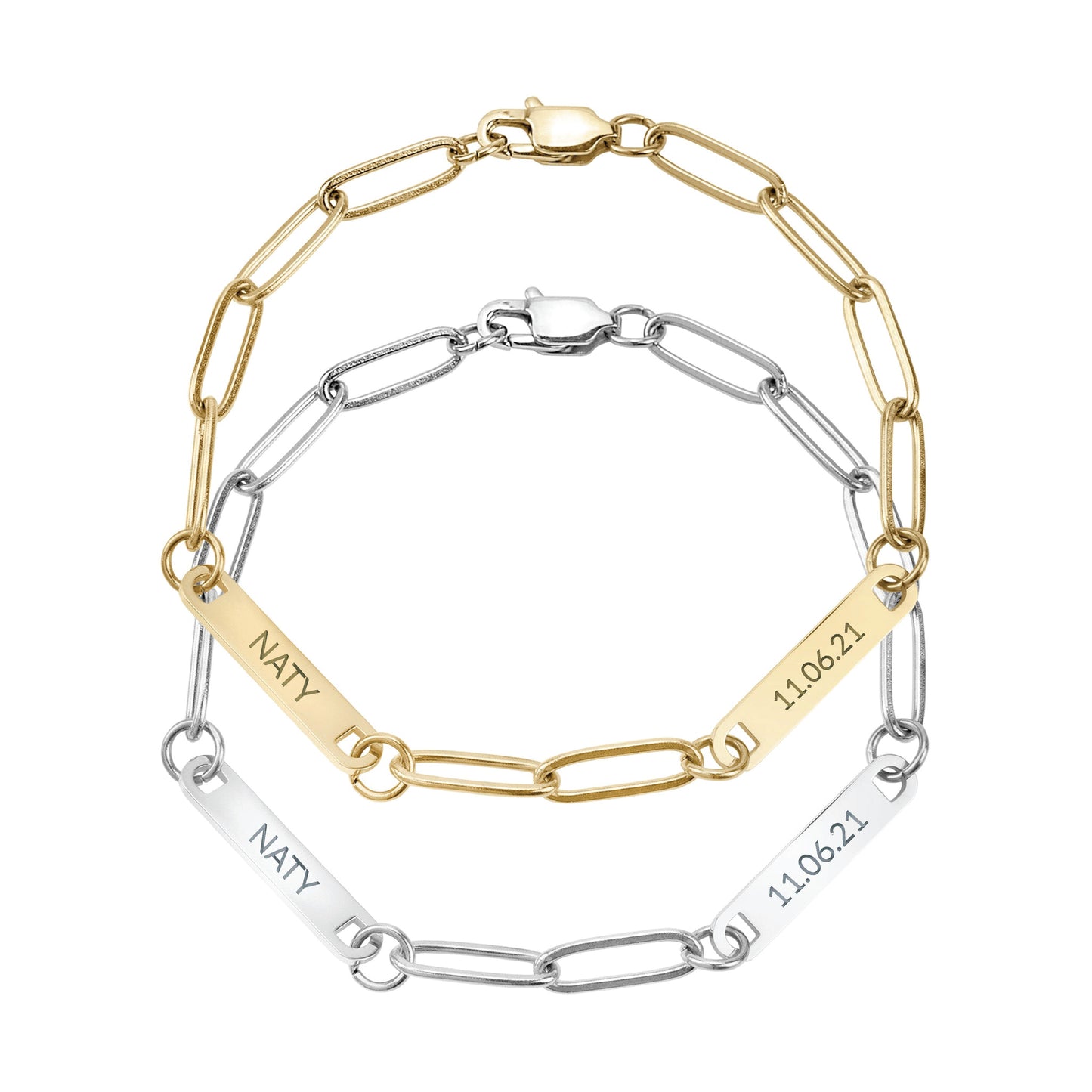 Personalized Paperclip 2 Bar Bracelet