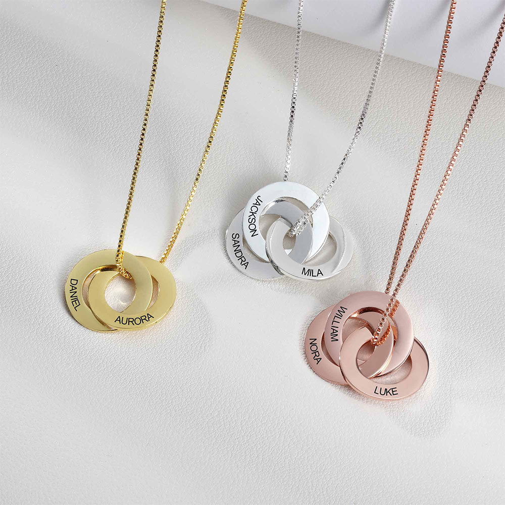Interlocking Russian Rings Necklace in Rose Gold