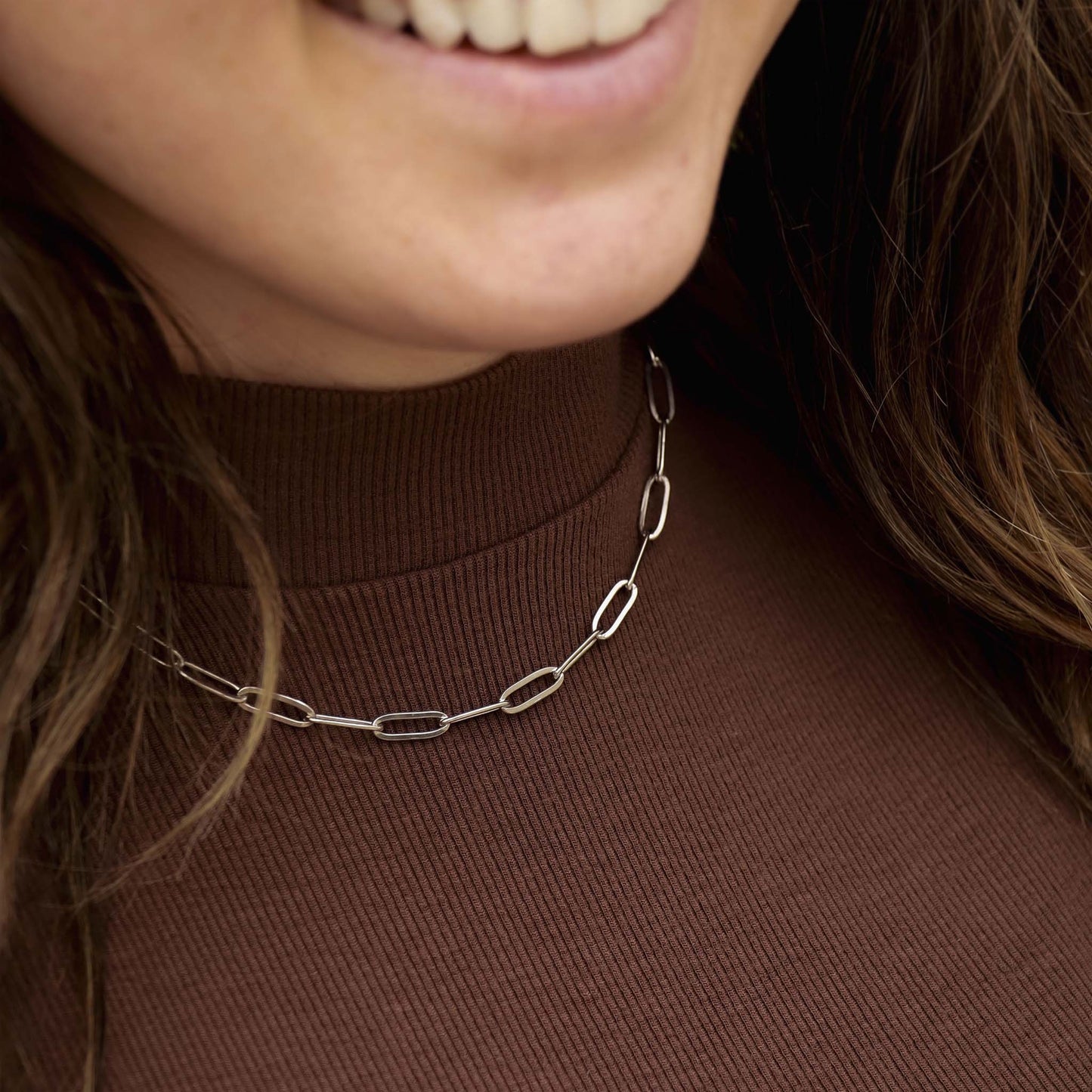 Paperclip Chain Necklace In Silver