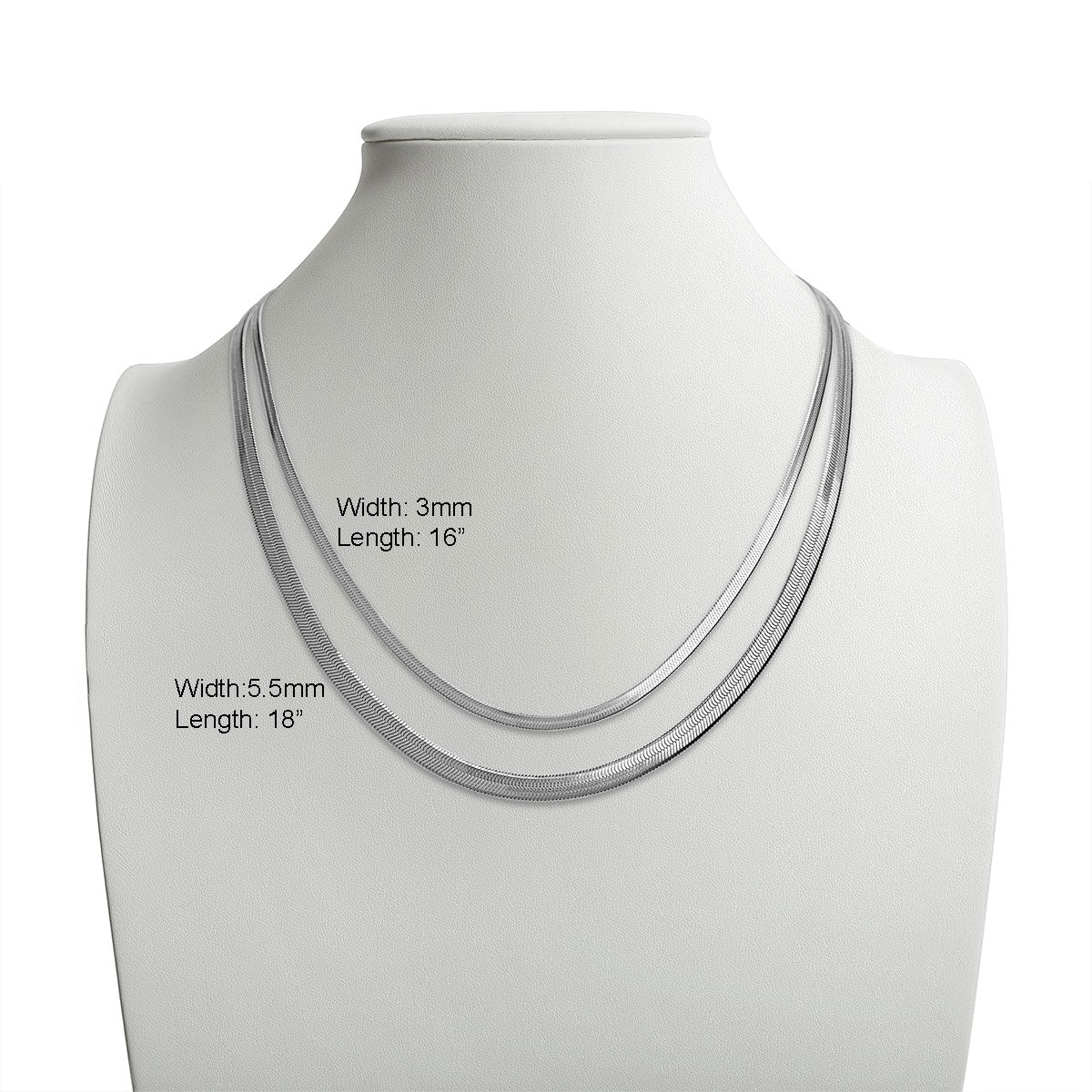 Personalized Herringbone Chain Necklace In Silver