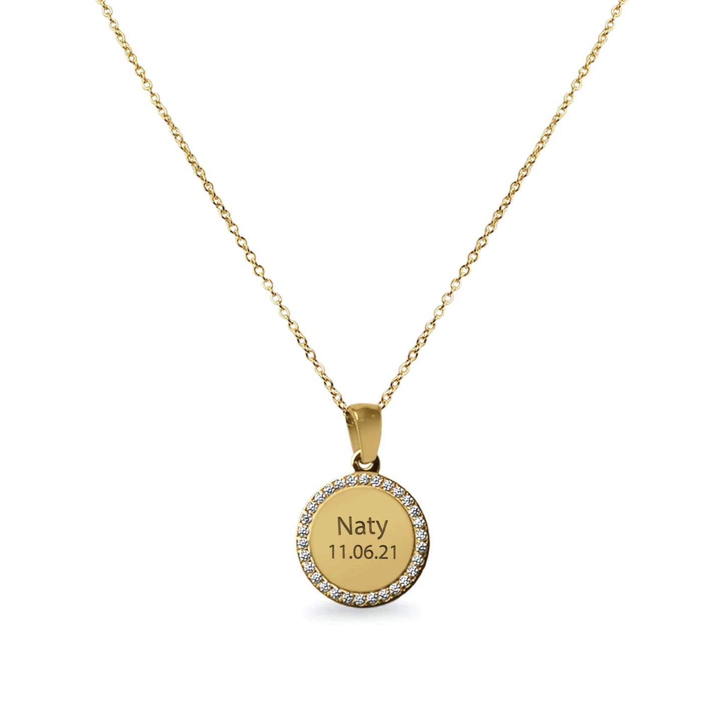 Personalized Circle Necklace with CZ Stones