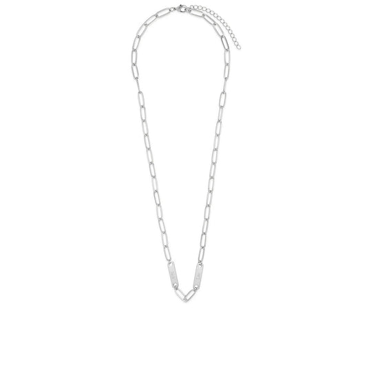 Paperclip Chain Personalized 2 Name Bar Necklace In Silver