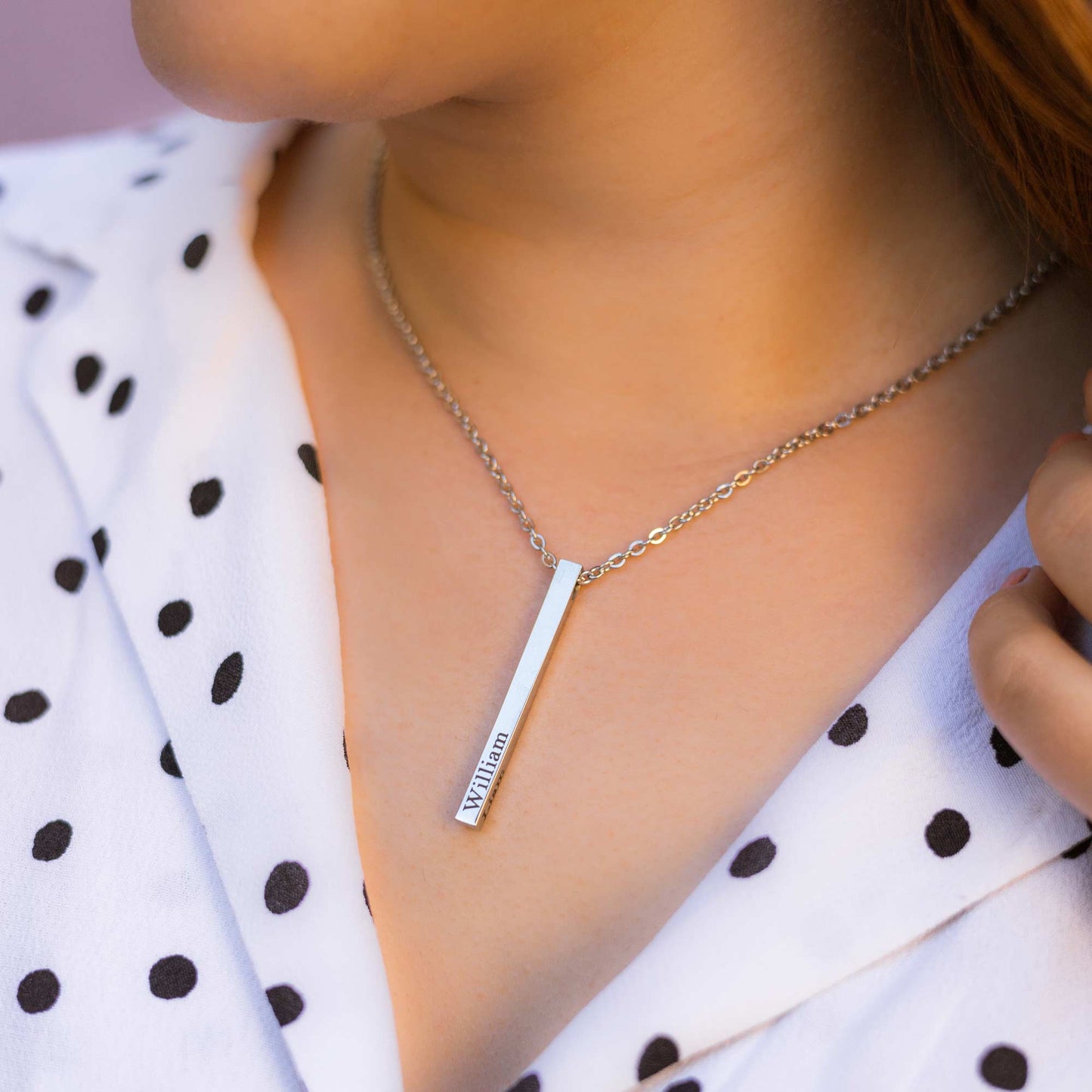 Vertical 3D Bar Necklace