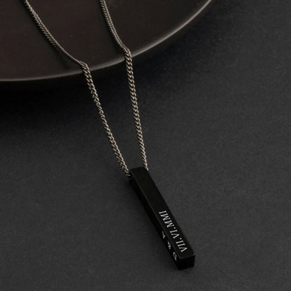 Vertical 3D Bar Necklace in Black