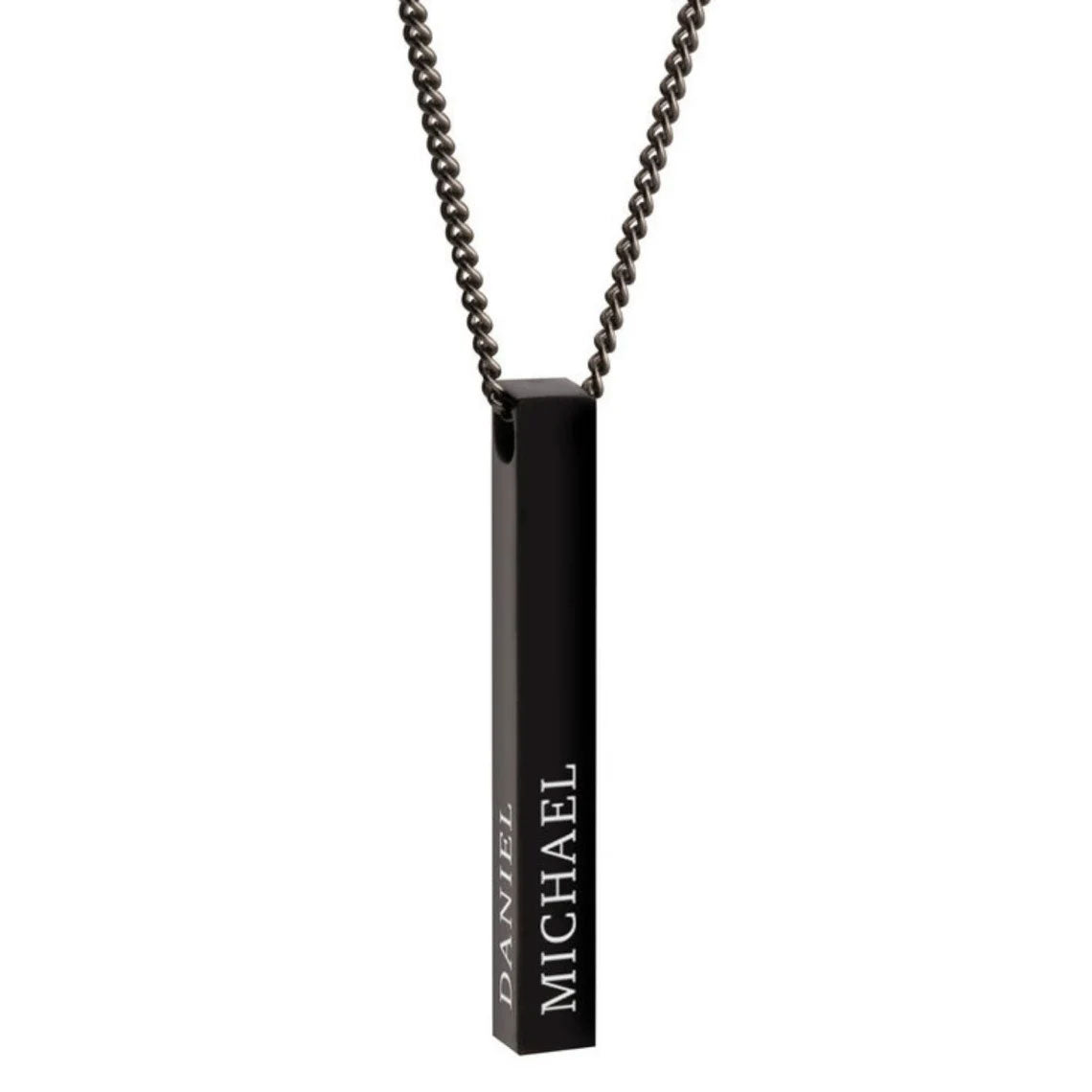 Vertical 3D Bar Necklace in Black