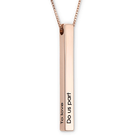 Vertical 3D Bar Necklace in Rose Gold