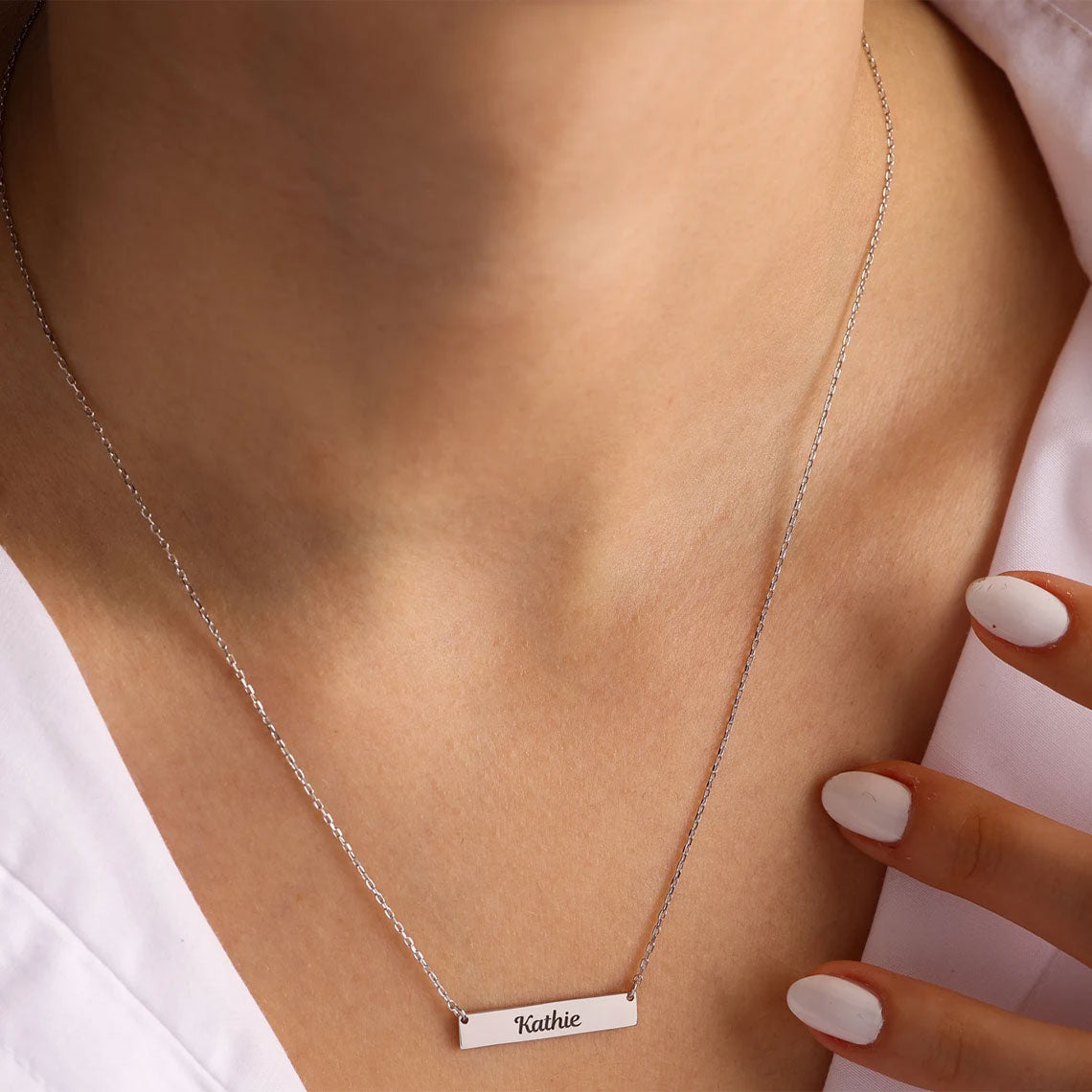 Personalized Plate Necklace In Silver