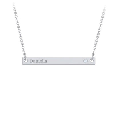 Bar Necklace with Birthstone in Silver