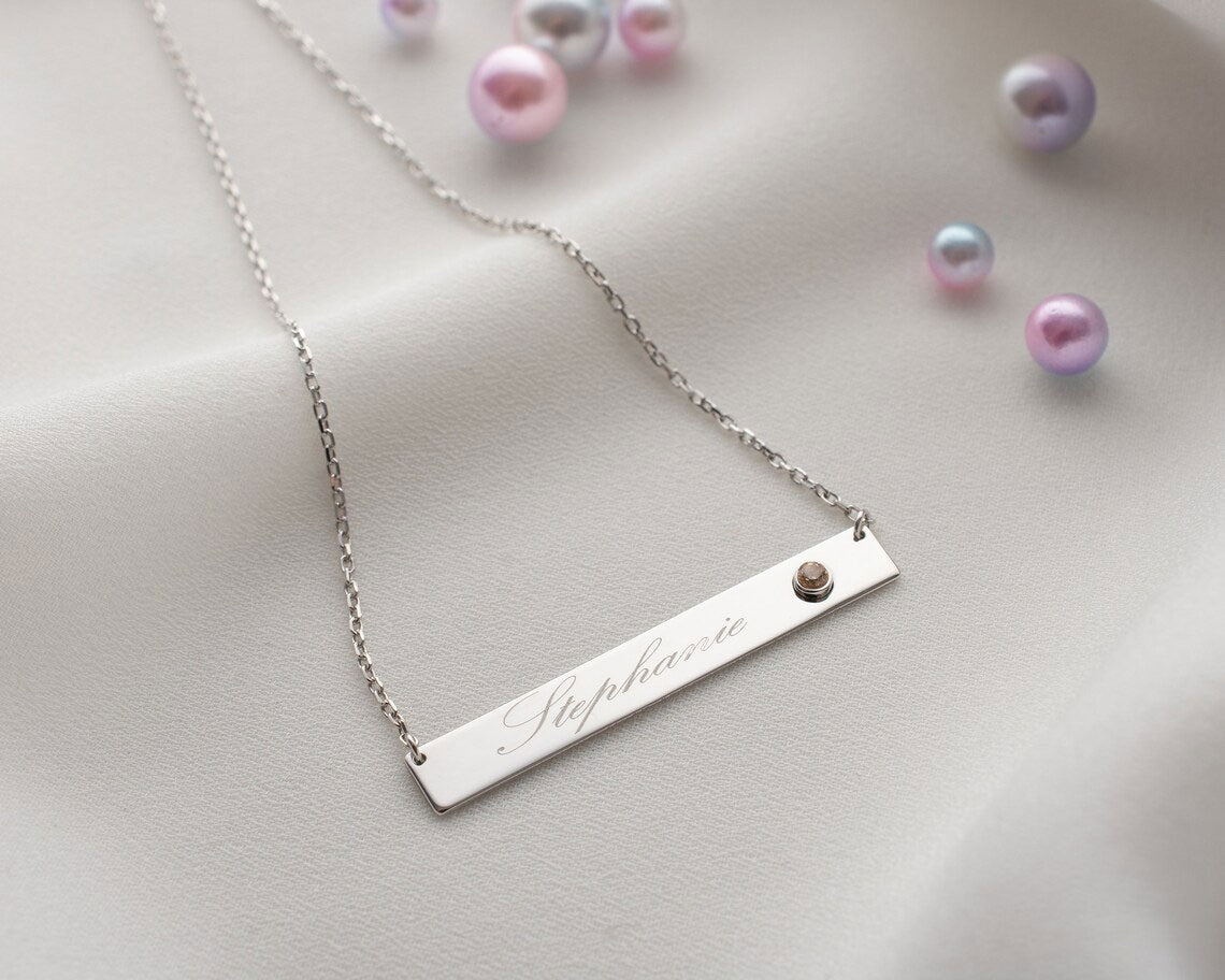 Bar Necklace with Birthstone