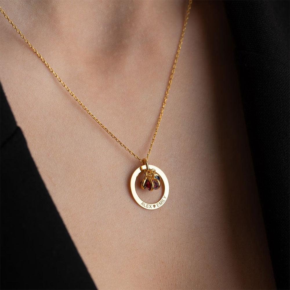 Personalized Eternal Ring and Birthstone Necklace In Gold