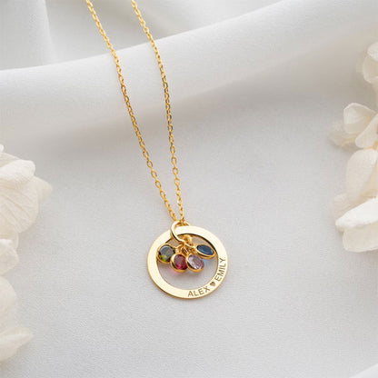 Personalized Eternal Ring and Birthstone Necklace In Gold