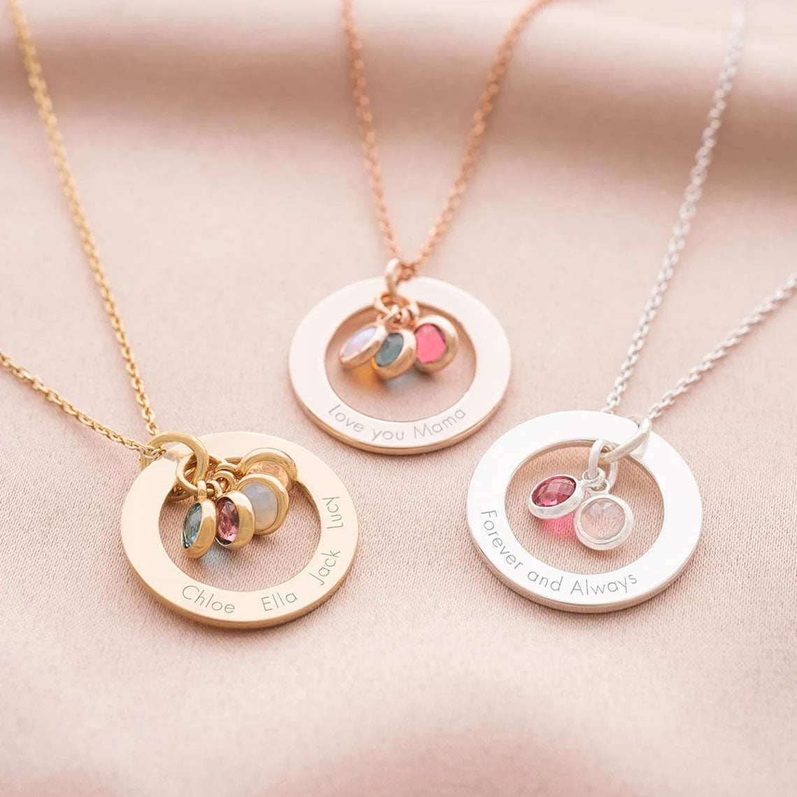 Personalized Eternal Ring and Birthstone Necklace In Gold