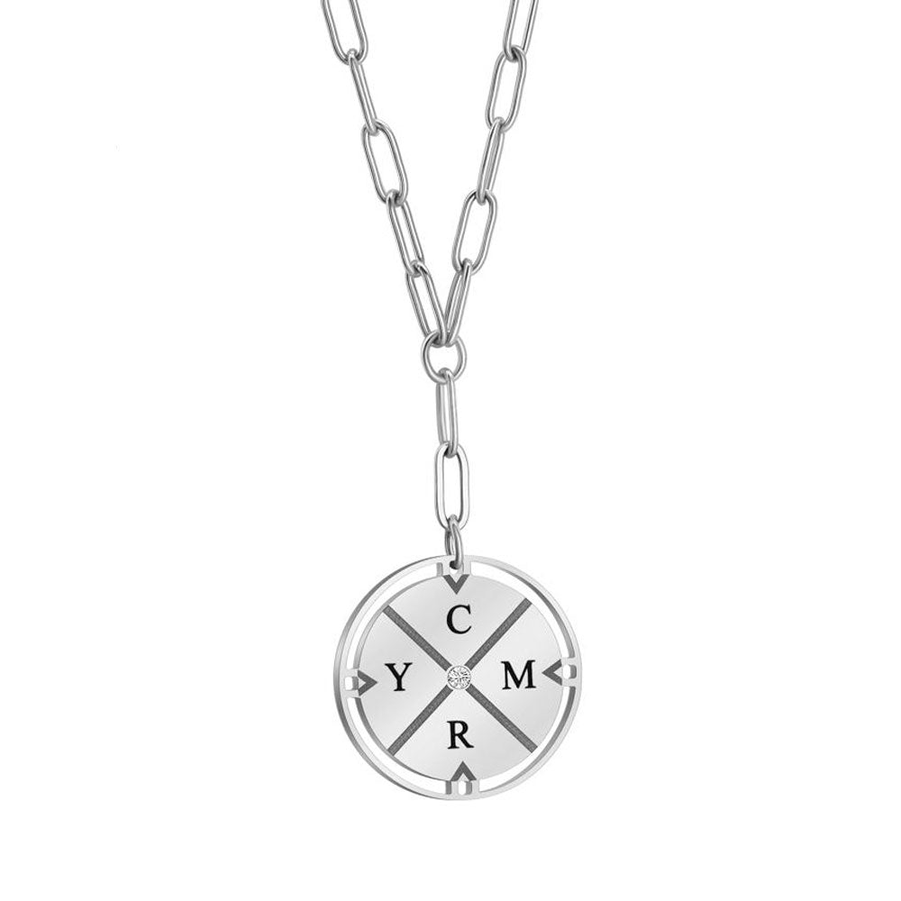 Personalized Initial Compass Necklace with Center Diamond In Gold