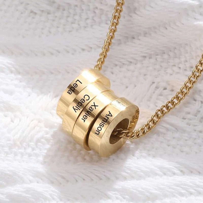 Stacking Ring Charm Necklace In Gold