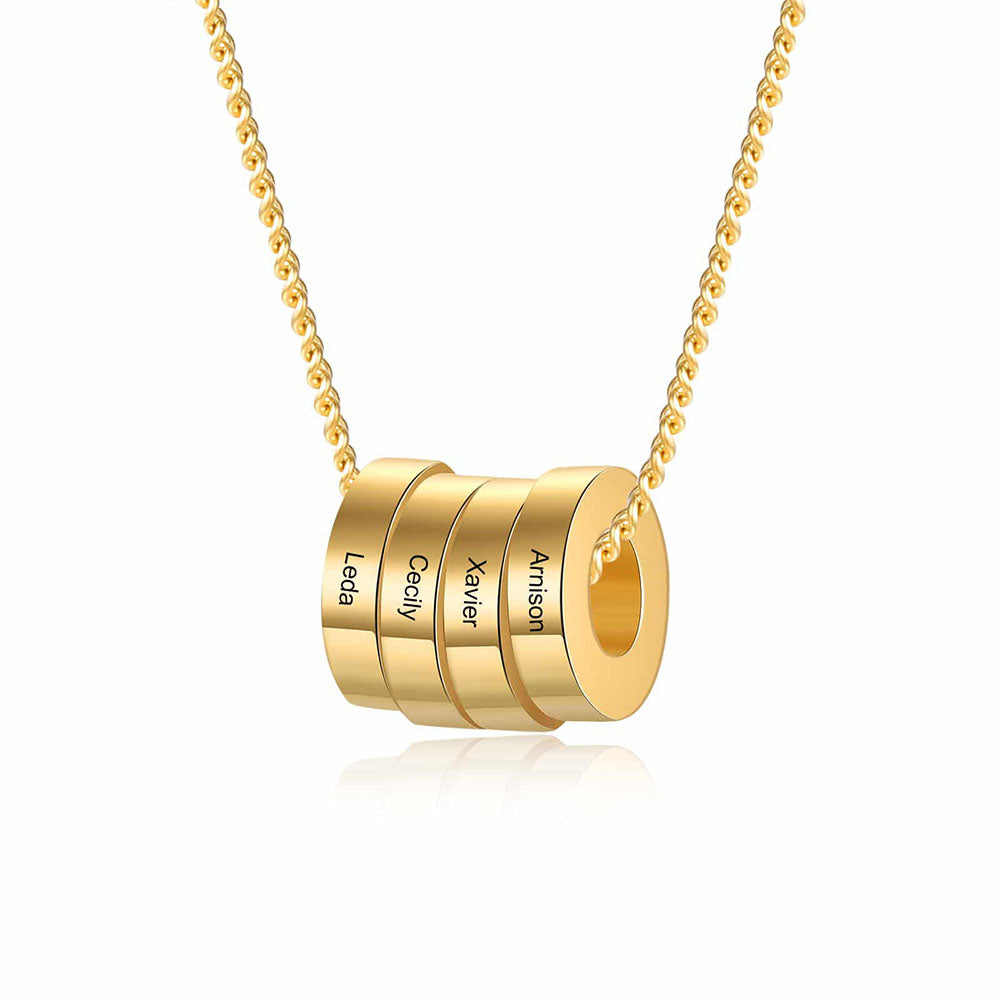 Stacking Ring Charm Necklace In Gold