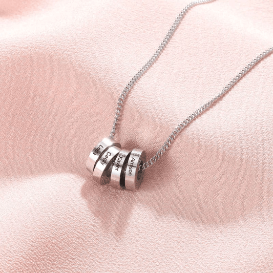 Stacking Ring Charm Necklace In Silver