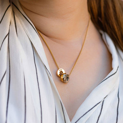 Stacking Ring Charm Necklace In Gold