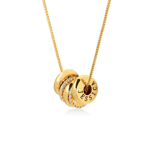 Personalized Disc Necklace With Diamond in Gold