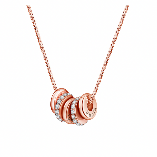 Personalized Disc Necklace With Diamond in Rose Gold