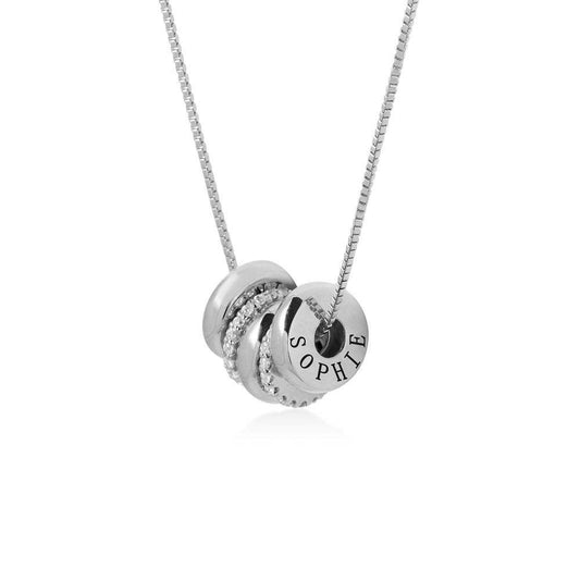 Personalized Disc Necklace With Diamond in Silver