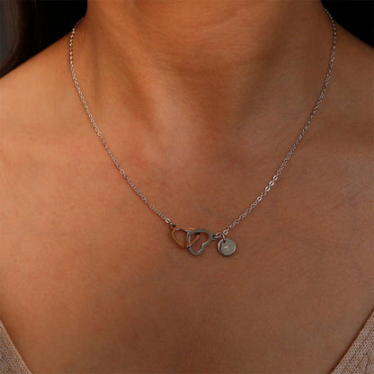 Double Heart Initials Necklace In Silver