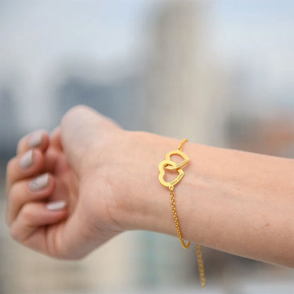 Interlocking Double Heart Bracelet in Gold