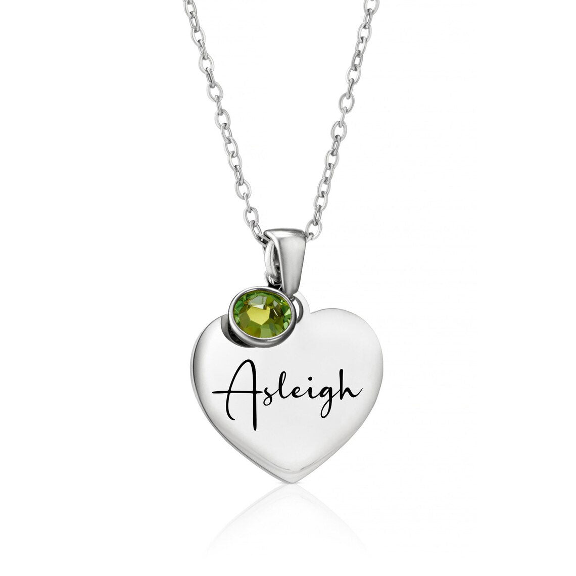 Personalized Heart and Birthstone Name Necklace