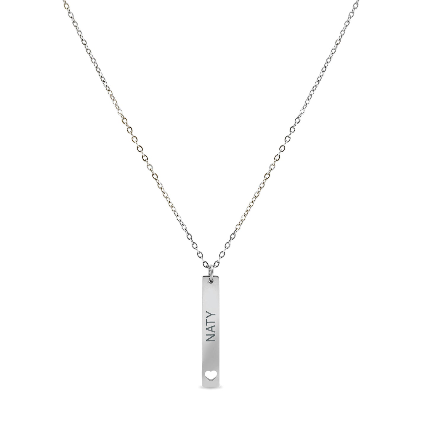 Personalized Bar Necklace with Heart Cutout