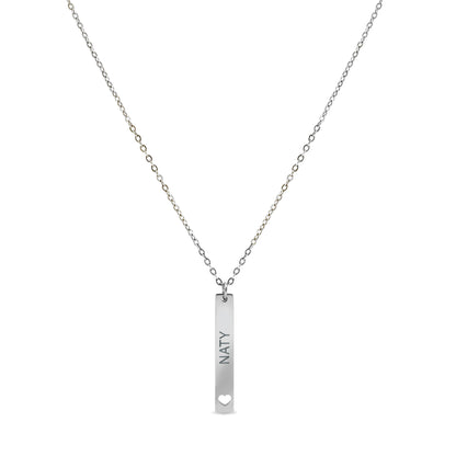 Personalized Bar Necklace with Heart Cutout